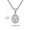 Vnox Dainty Christian Cross Necklace for Men Women, Stainless Steel Oval Pendant Box Chain, Faith Charm Religious Jewelry Gifts