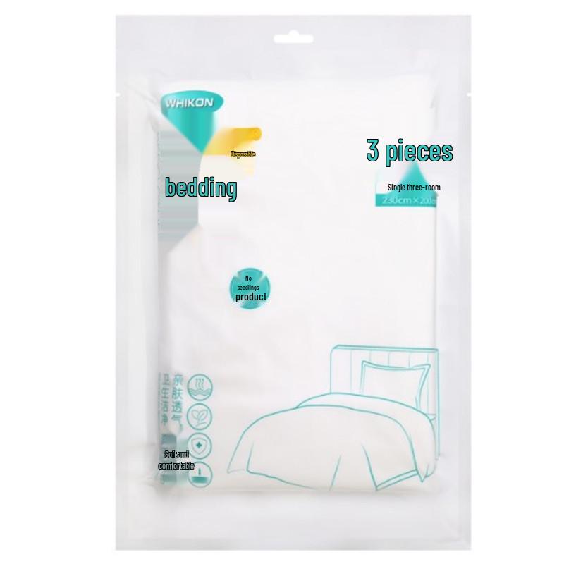 WHIKON Huikang Disposable Vacuum-Packed Towel, Bed Sheet, Duvet Cover, Pillowcase & Toilet Seat Cover Set