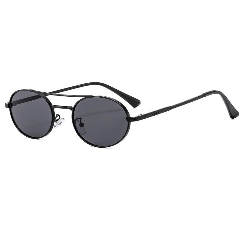 Retro Oval Fashion Double Beam Metal Sunscreen Sunglasses Trendy Men'S And Women'S Sun Glasses Uv400
