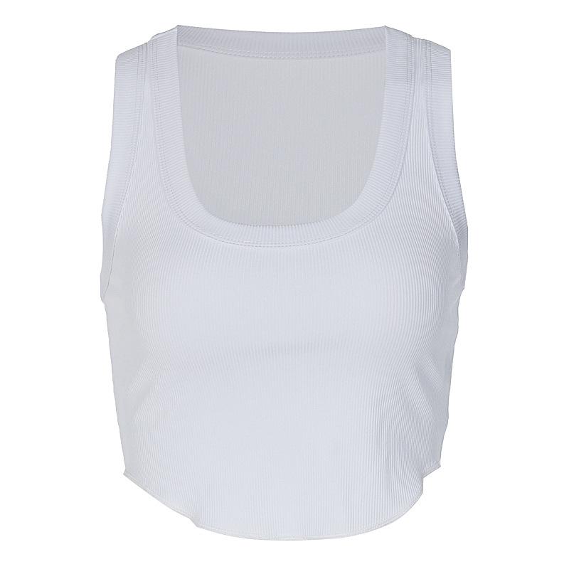 Ribbed Square Neck White Sexy Slim Y2K Crop Tank Top Summer Women Goth Clothes Streetwear Vacation Casual Wholesale