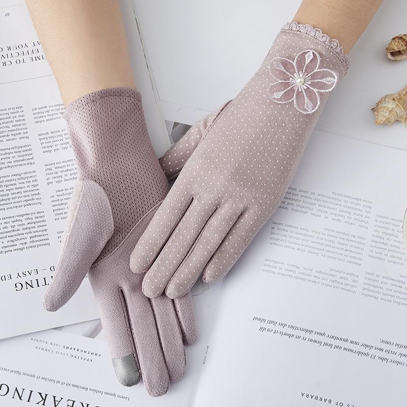 Women’s Summer Lace UV Protection Gloves, Short Touchscreen Anti-Slip Breathable Gloves for Driving Cycling