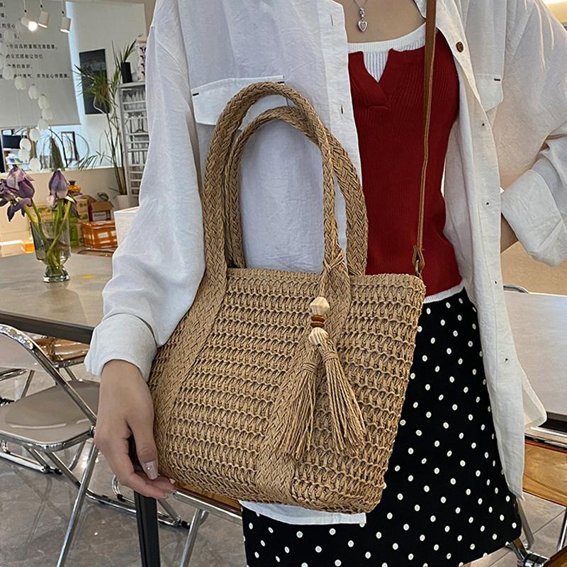 Summer Large Capacity Straw Weaving Tote Bag Women'S Shoulder Bags Crossbody Bag