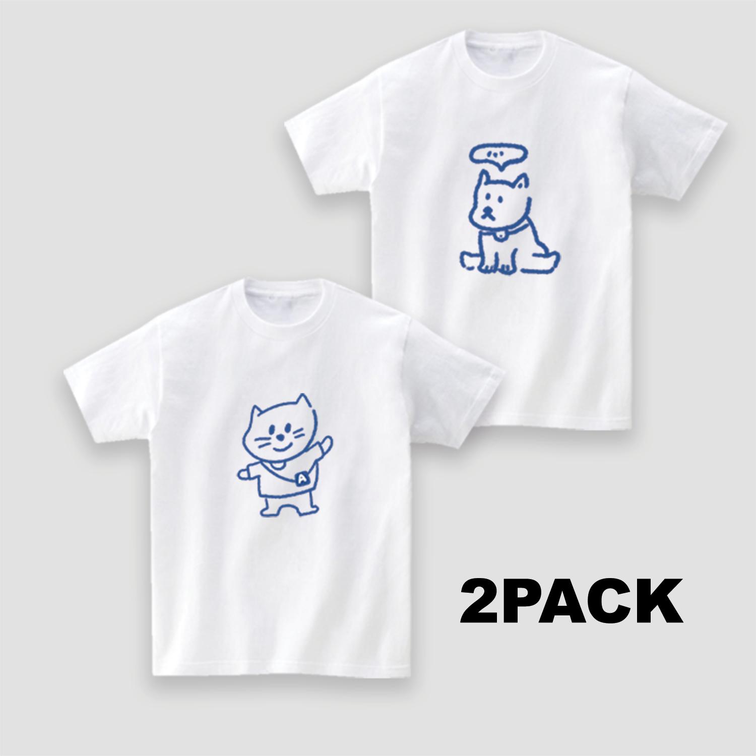 Awesome Us [1+1] Smile Cat Series Short Sleeve T-Shirt White White/Smile Cat M
