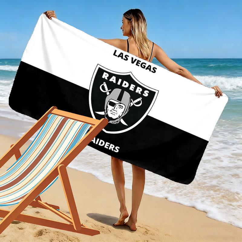 Ręcznik plażowy z nadrukiem Las Vegas Raiders, Duży miękki szybkoschnący ręcznik na plażę, kemping, basen