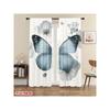 2pc,2D plane printing Light Filtering Curtains Blue Butterfly Bliss Durable Polyester (without rod) Holiday for Bedroom Office