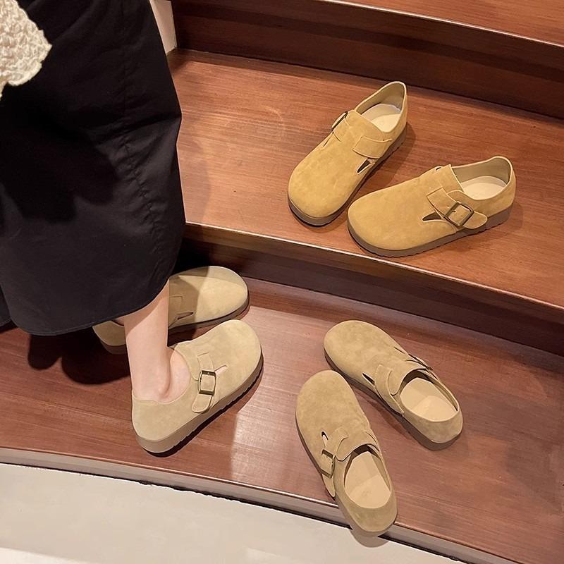 Women's Single Shoes Spring New Maillard Fashion Versatile One-pedal Soft-soled Beanie Shoes