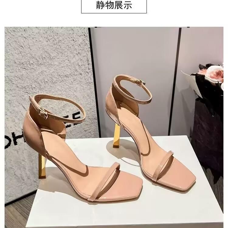Sandale de masă impermeabile cu un cuvânt pentru femei 2024 vară nou sexy podium mărime mică stiletto cu toc înalt cu degete descoperite
