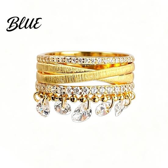 Winding Design Ring Adjustable Open Ring Three-band Finger with Water