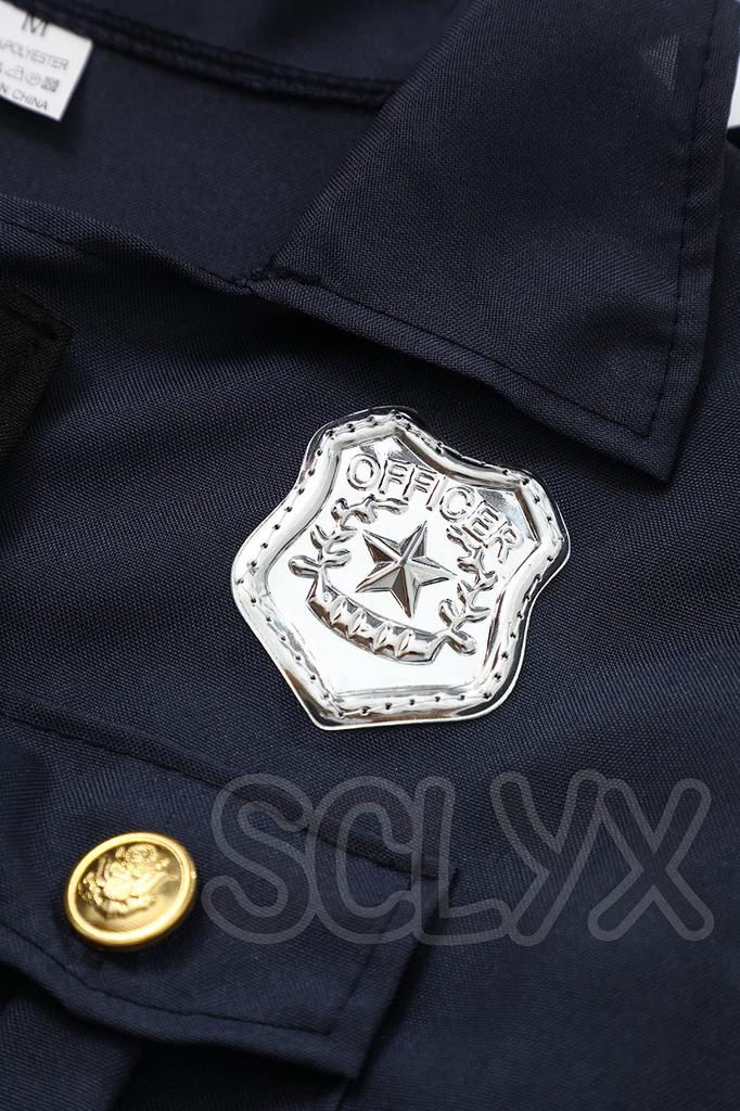 [SCLYX] Halloween Costume Kids Costume Boys Cool Police Cosplay Outfit with Hat Police Costume Kids Police Outfit Police Cosplay Kids Children Long