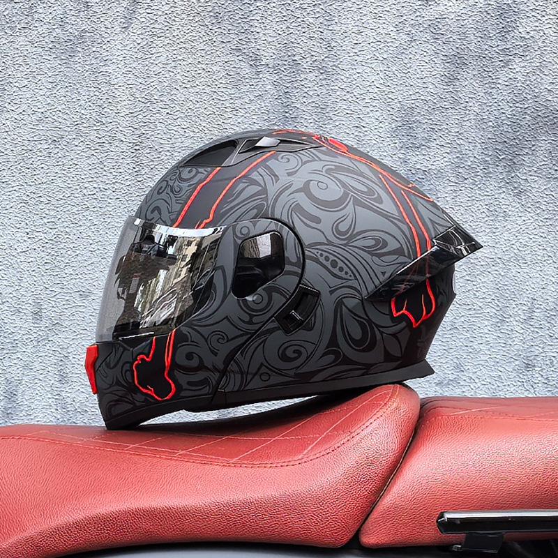 Small shell helmet peel-off helmet motorcycle helmet locomotive double lens men's and women's four-season motorcycle cruise helmet large