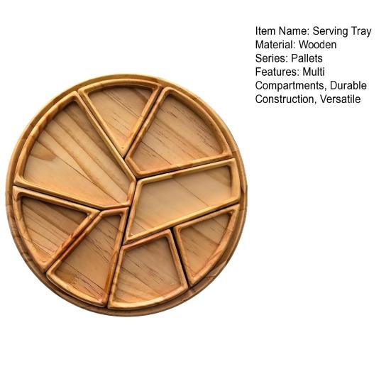 Dřevěný puzzle servírovací podnos s 8 odnímatelnými přihrádkami Ovoce Ořechy Maso Dipy Podnos na jídlo Talíř na koktejlovou párty