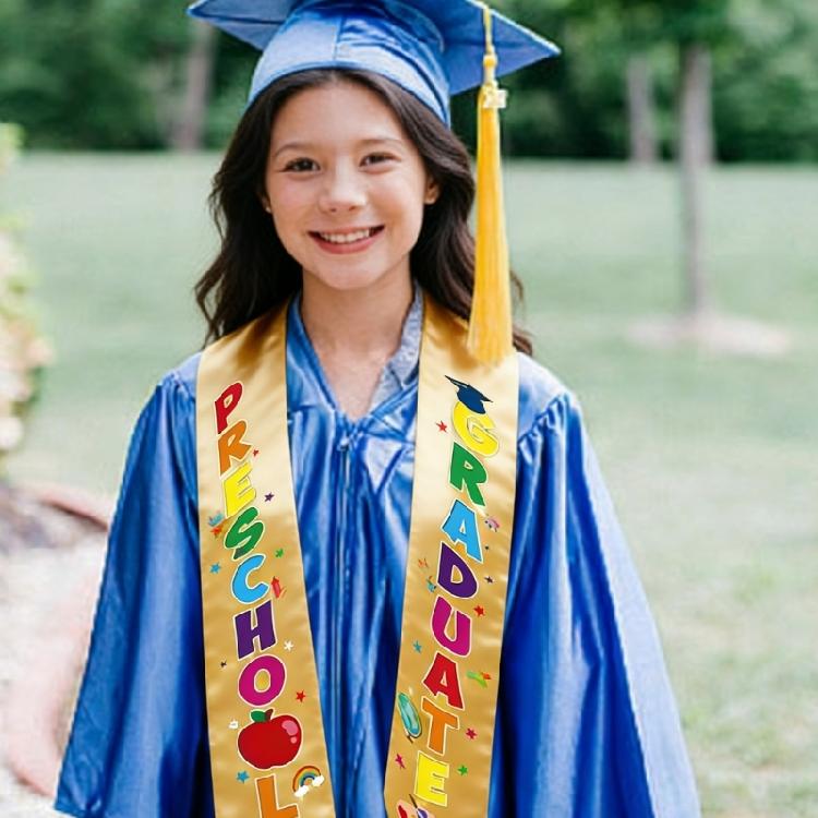 Fun Themed Graduation Sash For Children Preschool Ceremony Colorful Printed Decorative Stole Children's Graduation Stole
