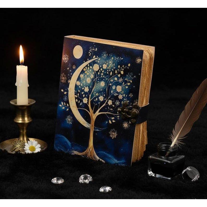 

Tree of Life Leather Grimoire: Handmade Book of Shadows, Wiccan Journal 7 x 5 in - 100 page
