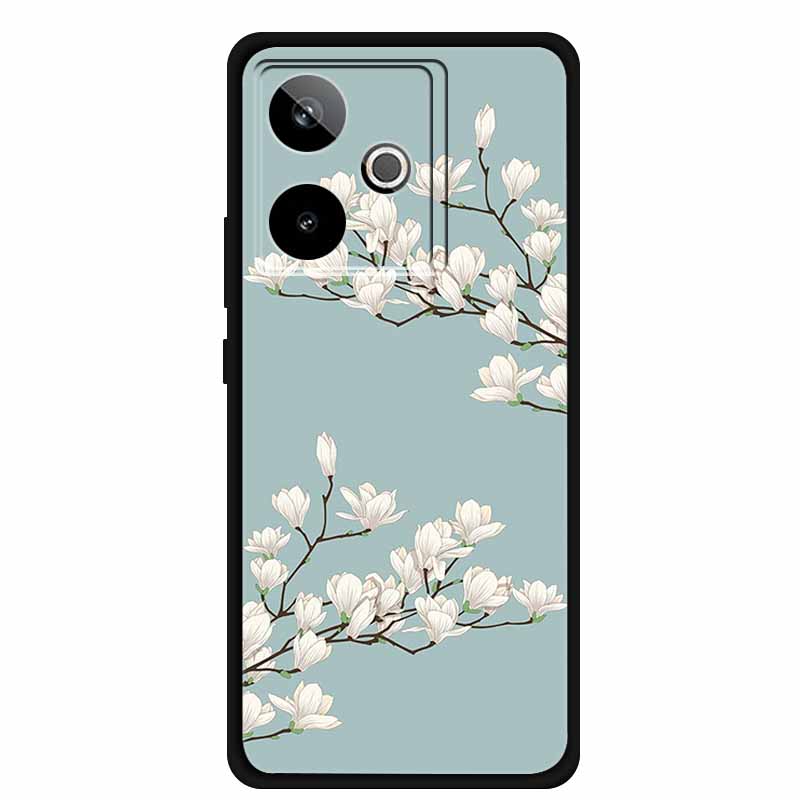 For Realme GT7 3D Relief Phone Case Emboss Flower Back Cover Black Silicone Shockproof Soft Protector 6.8" Realme GT 7T 7 T Capa