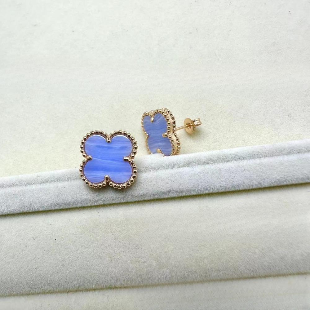 High-End Klassische Vierblattklee-Ohrringe für Damen, Roter Chalcedon High-End Damenohrringe