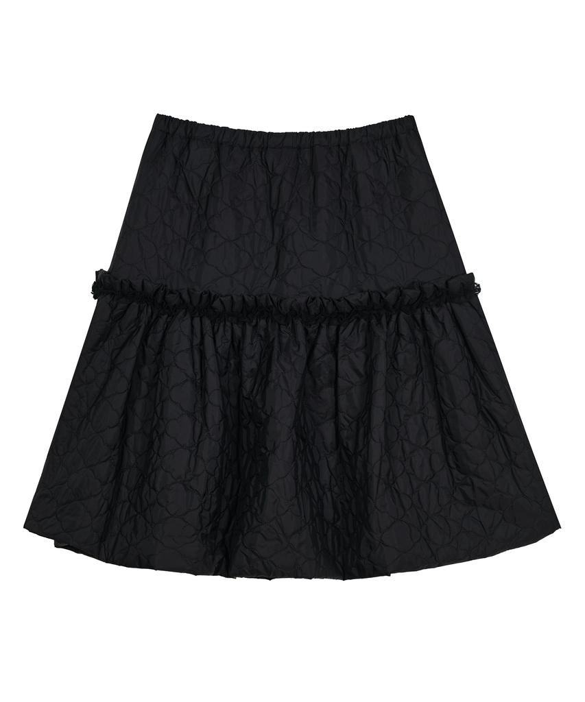 Taibseobiseu Quilted Ruffled Skirt [Black]