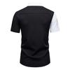 Men's Asymmetric Color Block Short Sleeve Button Down Shirt Black White Breathable Casual Business Tops