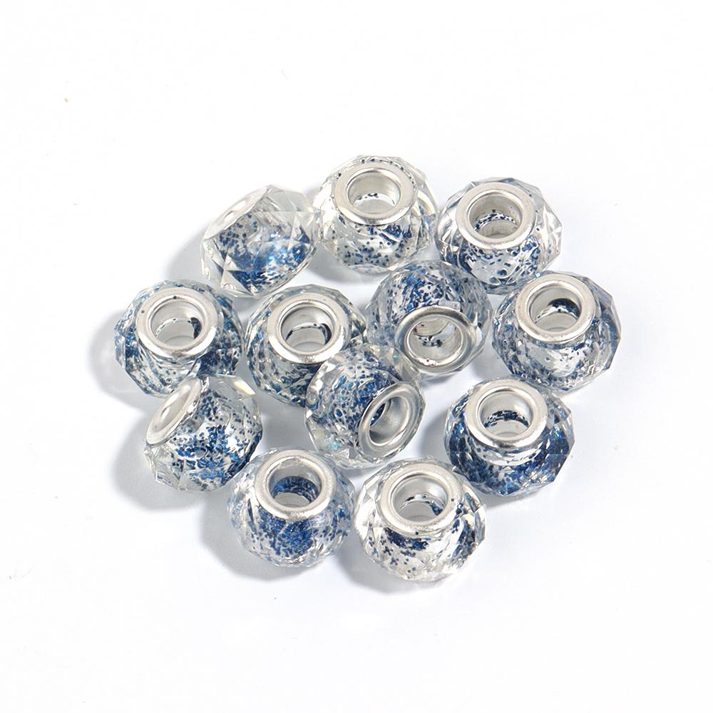 10Pcs/lot Transparent Color Faceted Resin Beads Large Hole Loose Beads for Jewelry Making DIY Bracelet Decoration Charm Supplies