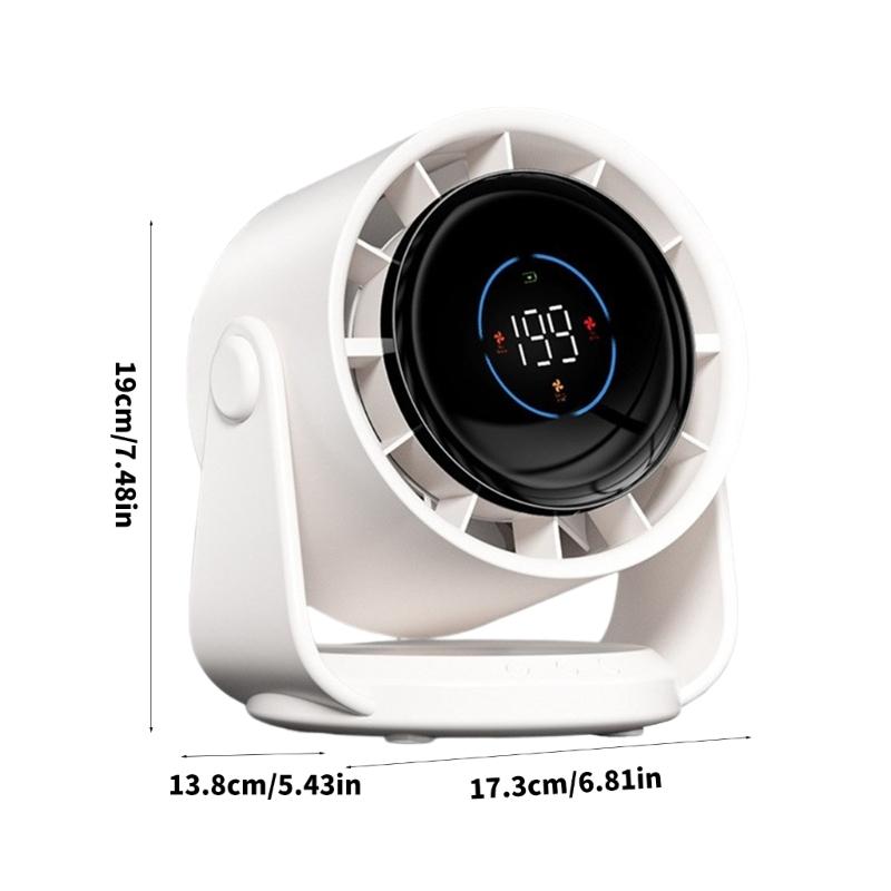 Quiet Powerful Fan Digital Display Fan 4000mAh Battery Fan ABS Texture Suitable for Bedroom Office and School Use