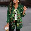 Damen Strickjacke mit Knopfleiste, locker geschnitten, Weihnachtsprint, Langarm Top für die Feiertage