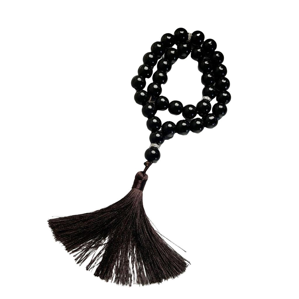 Glass Beads Bracelet Rosary Beads and Fringe Pendants for Prayer Meditations Elegant Glass Grains Rosary Beads