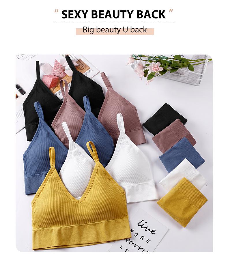 Women's French Wirefree Push-Up Bra Set - Thin, Sexy Triangle Cup Sports Underwear with Beautiful Back Design, Two-Piece.