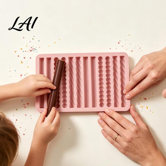 Flexible Soap Crafting Mold Silicone Chocolate Rod Mold 12 Cavity Non-stick Baking Tray Heat Resistant Molds Strip for Oven And Refrigerator Kitchen