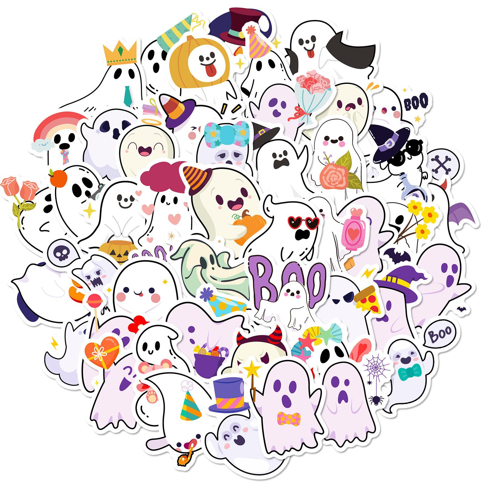 

50 Cute Ghost Temu Independent DIY Water Cup Notebook Suitcase Personal Stickers Waterproof