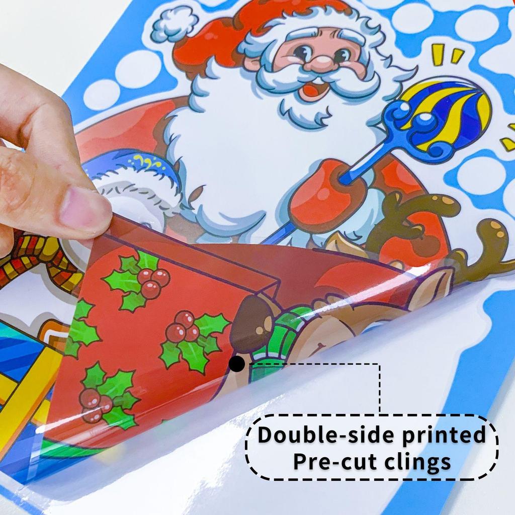 Vánoční dekorace Samolepky na okno Cartoon Elk Santa Claus Sněhulák Vánoční zrcadlové samolepky Veselé Vánoce Samolepka Nový rok