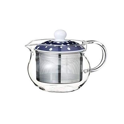 Hasami Ware Indigo Japan Glass Pot with Dyed Shibori Pattern (with Super Stainless Steel Tea Strainer) 46462