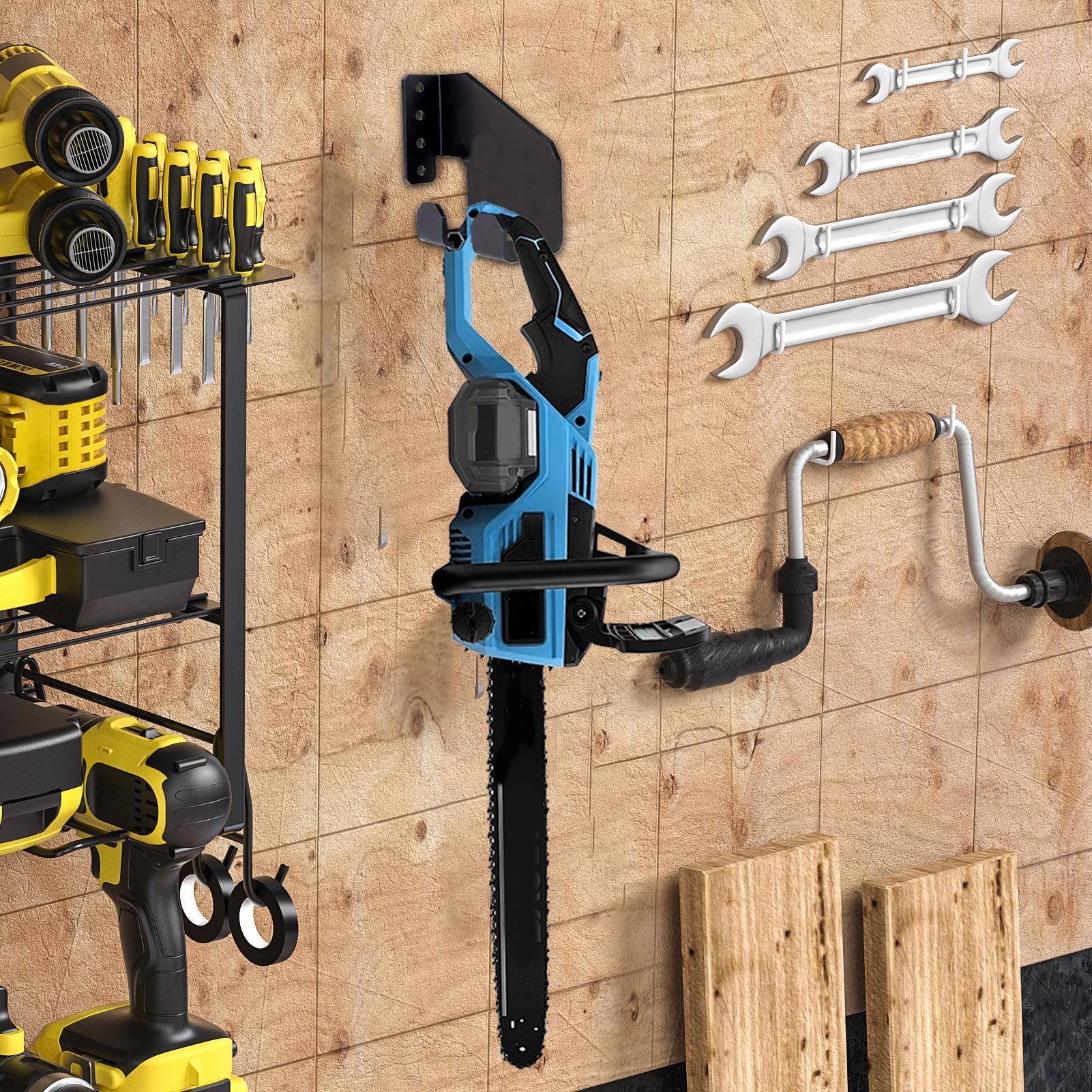 

Wall Mounted Chainsaw Hanger Heavy Duty Garden Tool Organizer Space-Saving Design Garage Tool Storage Rack For Chain Saw Hand чёрный