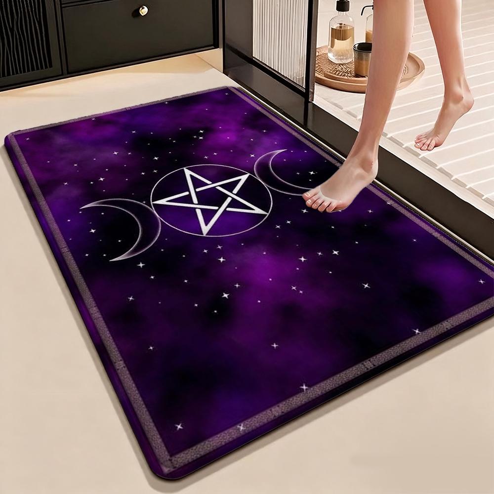Dark Baphomet Grimoire Pentagram Patterned Rug Durable Stainresistant Easyclean Carpet For Bathroom Kitchen Home Decor Valentine'S Day Gift