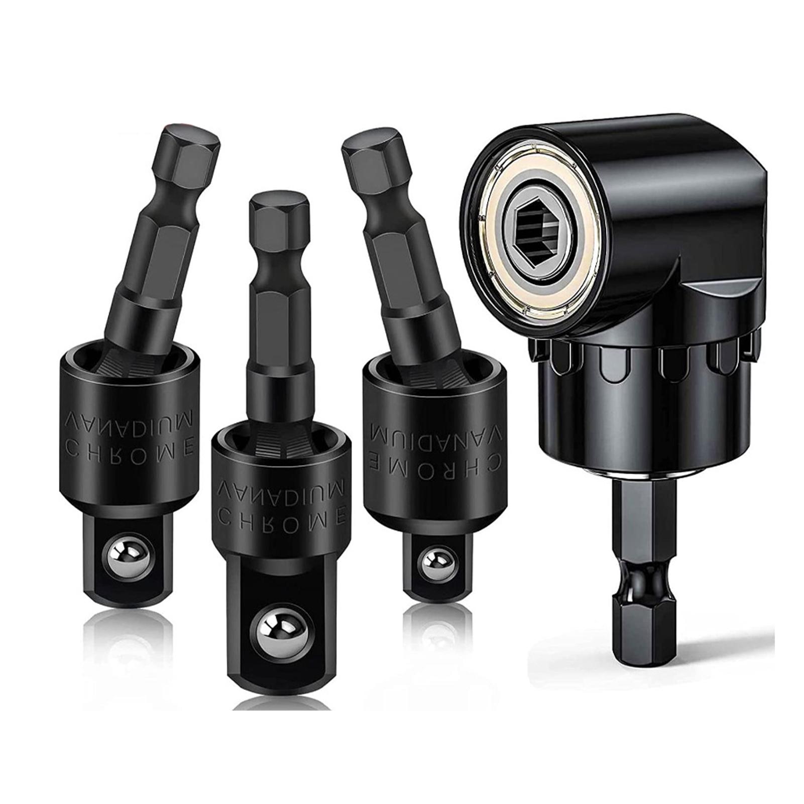 

3Pcs 14 38 12 Розетки драйвера Подовжувач адаптера Обертається на 360 градусів Універсальне шарнірне поворотне гніздо чорний