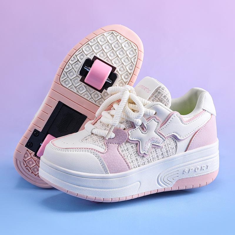 Kids Runaway Shoes Boys Girls Adults Runaway Shoes Double Wheeled Flying Shoes Wheeled Shoes Schoolgirl Roller Skates