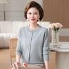 New Mother Spring Clothes Fashionable Round Neck Thin Sweater Middle-aged and Elderly Women's Long-sleeved T-shirt Base Top