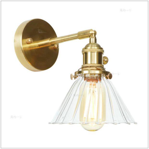 Nordic Modern Copper LED Wall Lamp Bedroom Bathroom Mirror Light Glass Ball Edison Retro Wall Lights Sconces