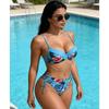 European and American Trend Printing Neck Sling Sexy Bikini Split Strap Hot Spring
