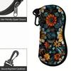 2D-Vintage Floral Print Glasses Case, Zipper Sunglasses Case for Women, Protective Eyewear Container with Artistic Flower Pattern, Travel Accessories