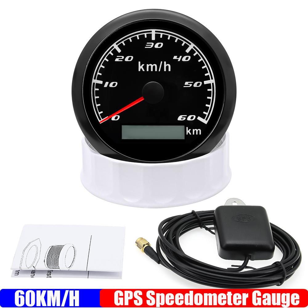 7 Color Light 60/120KMH 85MM GPS Speedometer Gauge Motorcycle Boat Car Truck Speed Gauge Meter with GPS Antenna Waterproof 9-32V