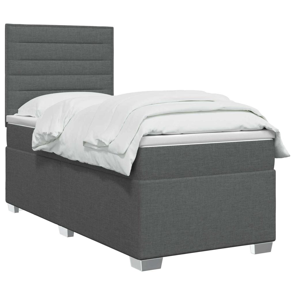 Box Spring Bed with Mattress Dark Grey 80 X 200 Cm Fabric