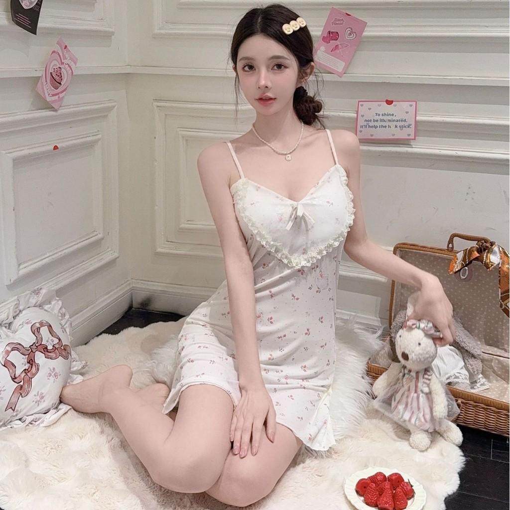 Ice Silk Summer Nightgown For Women Breathable Sleeveless Sleepwear Home Comfort