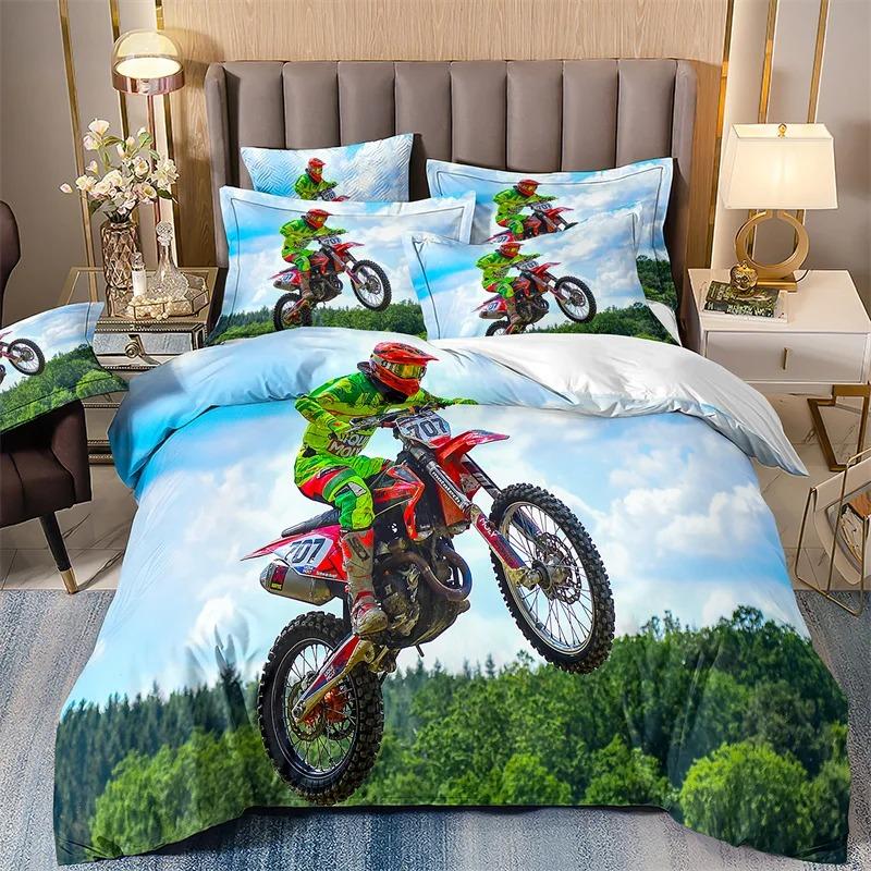 Galaxy Starry Sky Duvet Cover Set for Boys, Speed Rider, Super Cool, Racing Car Comforter, Bedding Sets for Men, Teen, Queen Siz
