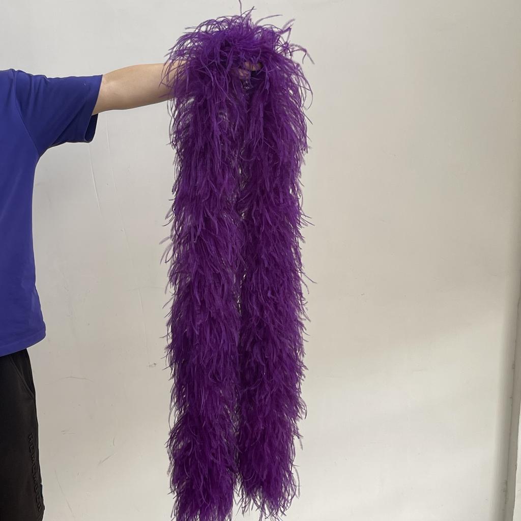 2M Red Ostrich Feathers Boa 1-10Ply Thick Natural Feather Shawl for Wedding Clothing Decoration Sewing Plumes Crafts Accessory