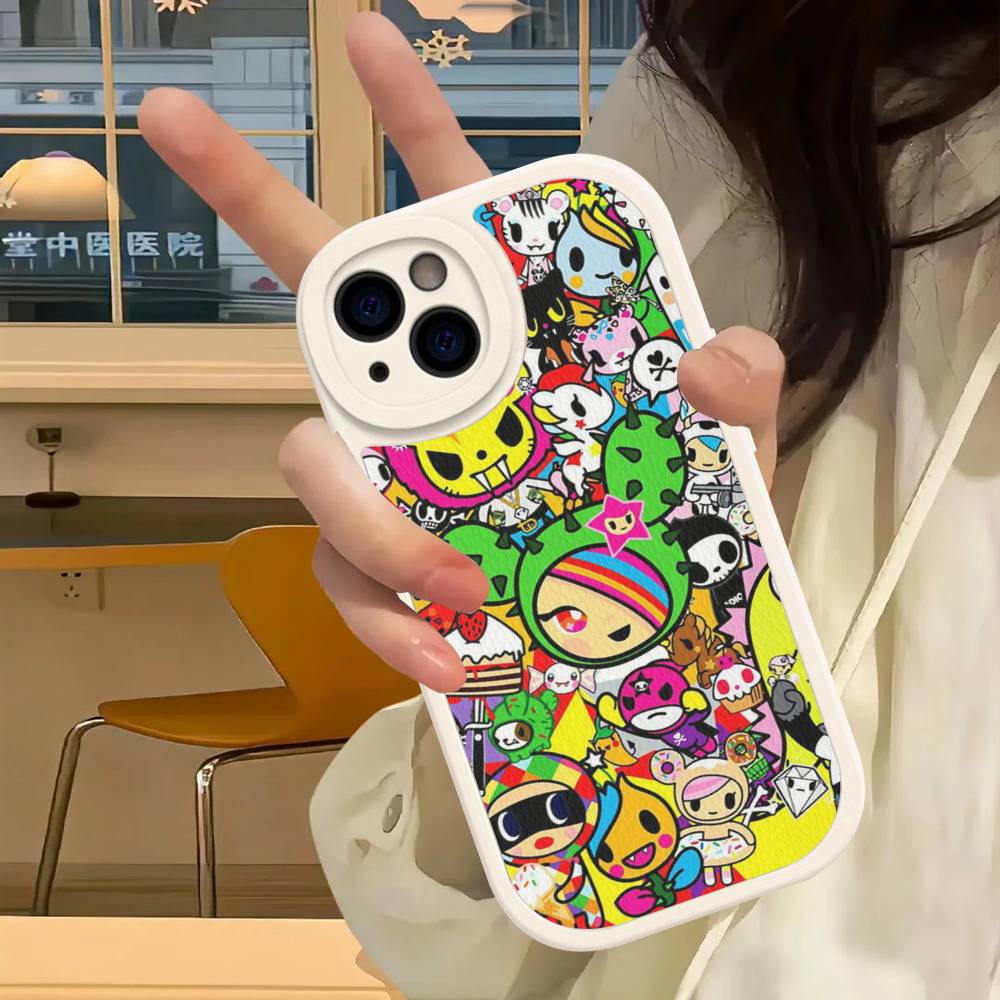 Japan T-Tokidokis Phone Case For iPhone 16 15 14 13 12 11 Pro Max Plus Soft Leather Cover