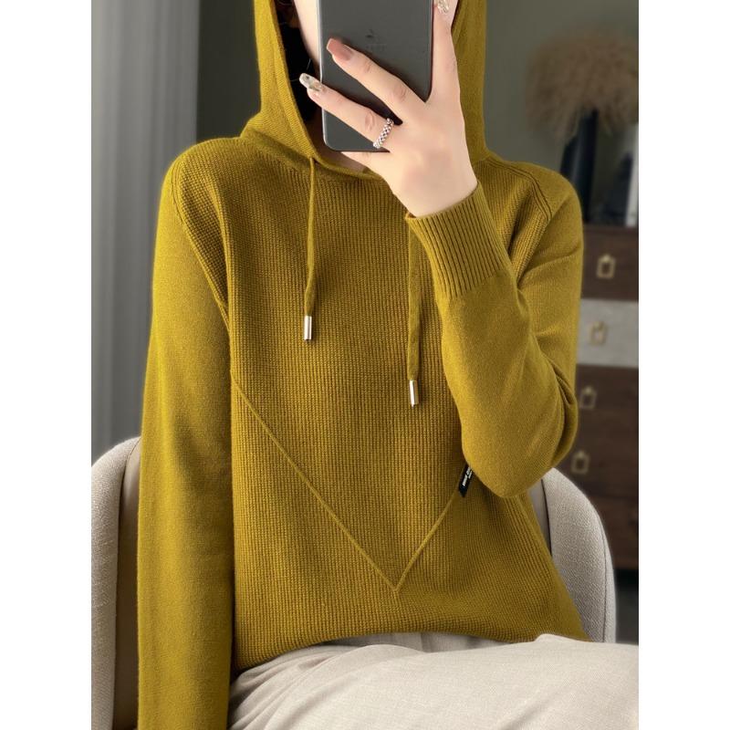 Niche design black label osmanthus needle knitted sweater women's lazy style loose and thin hoodie sweater jacket