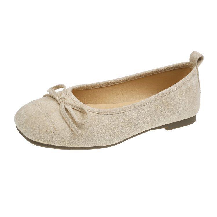 [Uncle Shoe] Red Shoes Daily Doudou Shoes Temperament Single Shoes Women's Shoes Commuting Soft-soled Single Shoes Comfortable Suede Butterfly