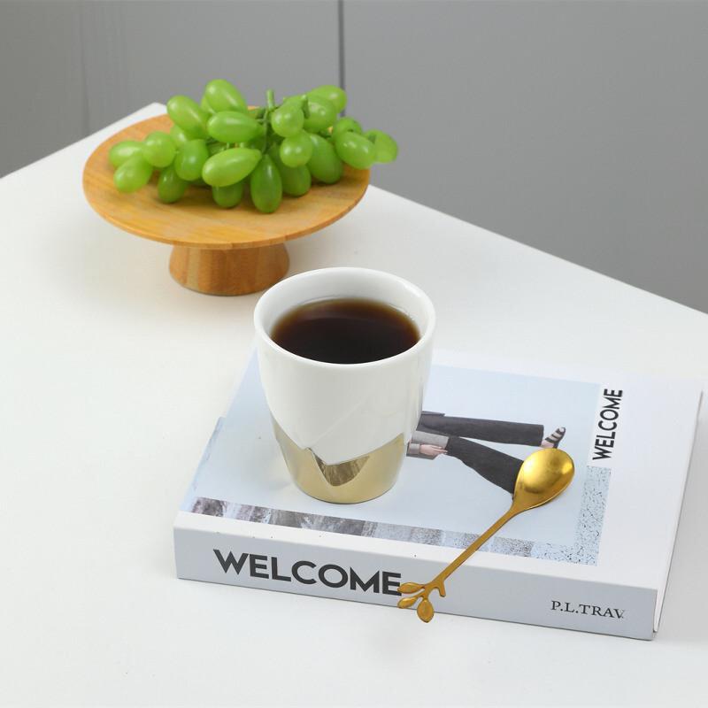 Ceramic Cup Light Luxury Electroplating High Value Afternoon Tea Water Cup Household Coffee Cup Couple Small Cup