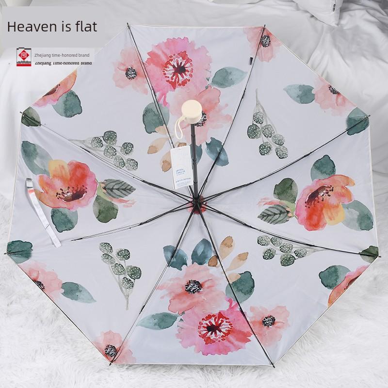 Paradise Umbrella Double-Layer Fresh Vinyl Sun Protective Sun Umbrella Three-Fold UV-Proof Sunny Umbrella Foldable Dual-Use Umbrella Female