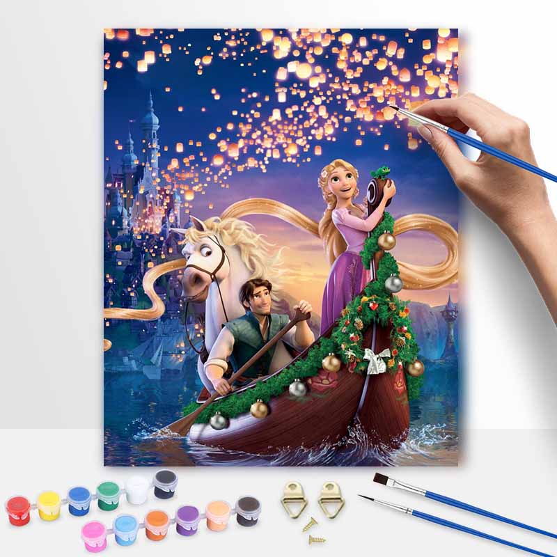Disney digital oil painting Tangled Rapunzel art handmade diy gift home decoration 20x30cm