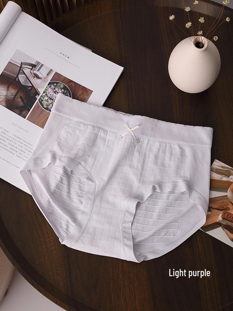 Japanese Waffle Seamless Women's Tummy Control Breathable Cotton Mid-Waist Hip-Lifting Plus Size Triangle Panties